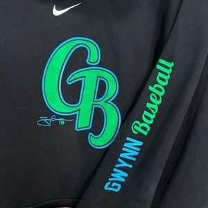 Nike Gwynn Baseball Fleece Hoodie Mens 2XL Black Tony Gwynn 19 GB Logo SD Padres